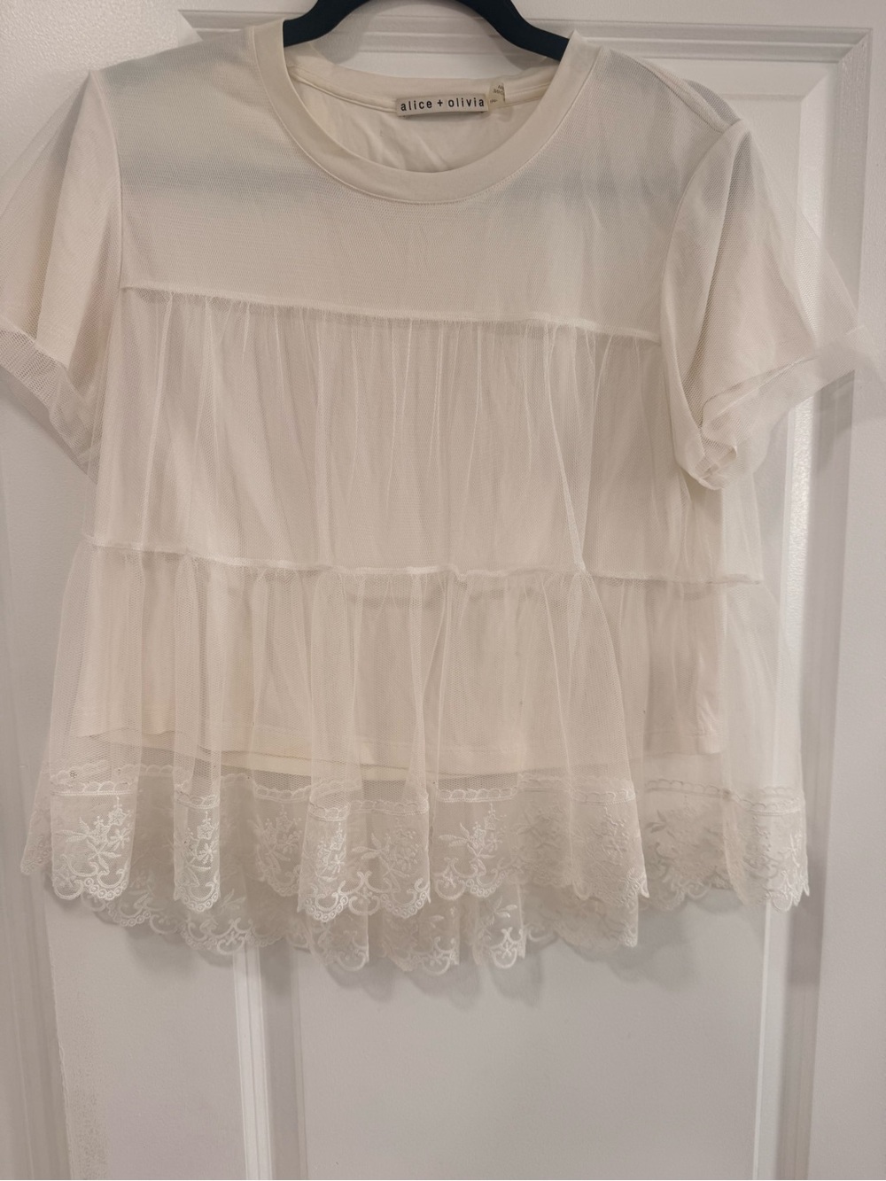 Alice + Olivia Dreema Embroidered Tulle T-Shirt